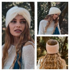 Soft Knit Cream Headband with Bow